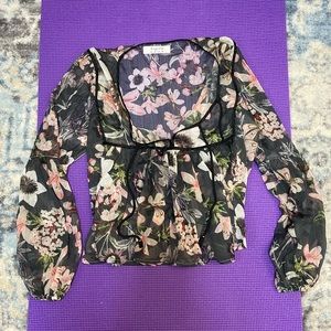 Flowy sheer floral blouse